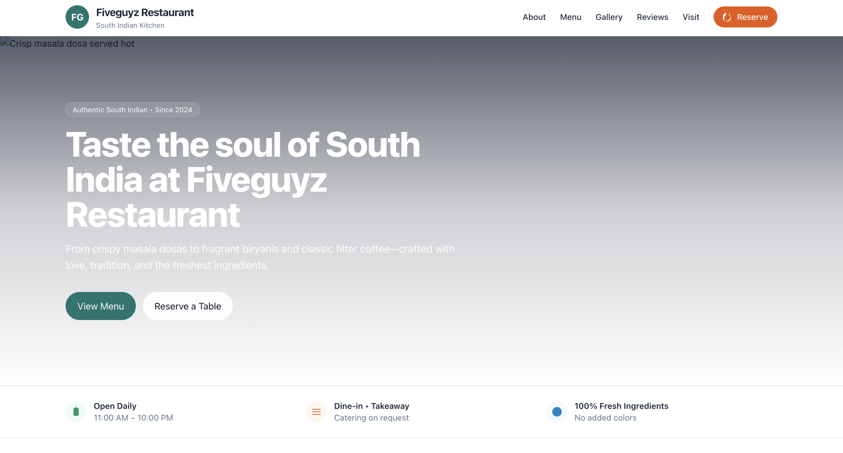 Restaurant Website 1